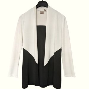 Easywear By Chicos Black and Ivory Colorblock Cardigan Size 1 (Small 8/1…